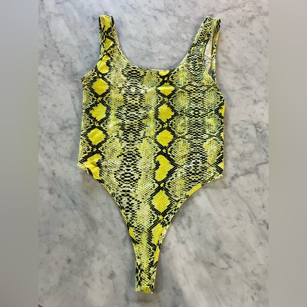 Yellow Snake Print Bodysuit- NWOT NEVER WORN!